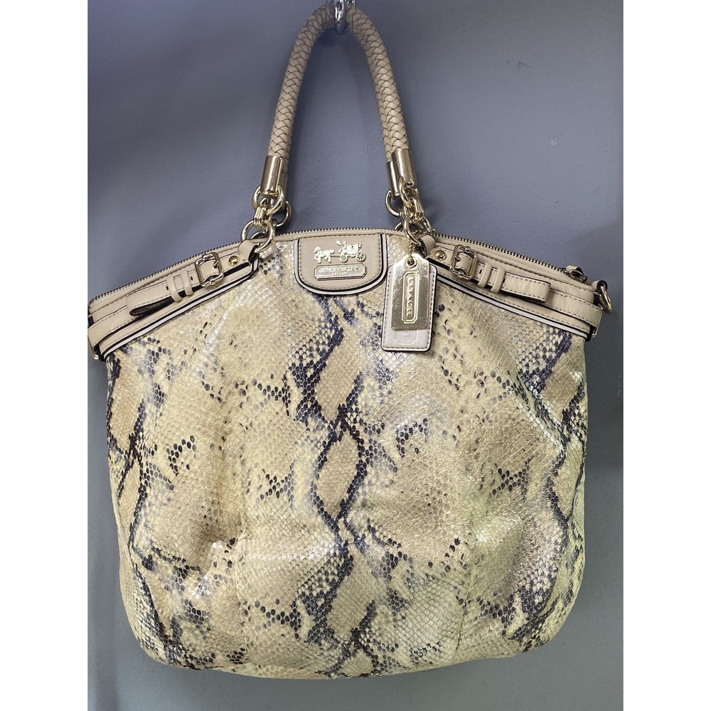 Coach Madison Lindsey Python Embssd Leather Satch… - image 1